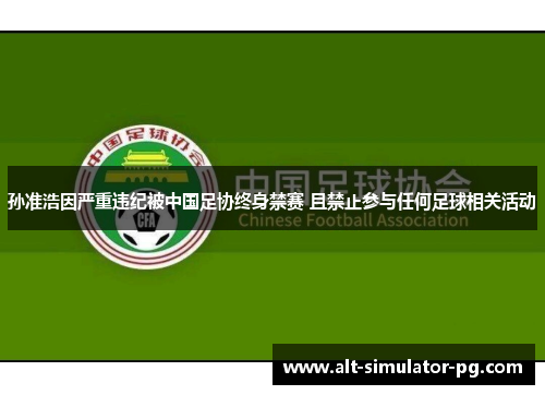 孙准浩因严重违纪被中国足协终身禁赛 且禁止参与任何足球相关活动